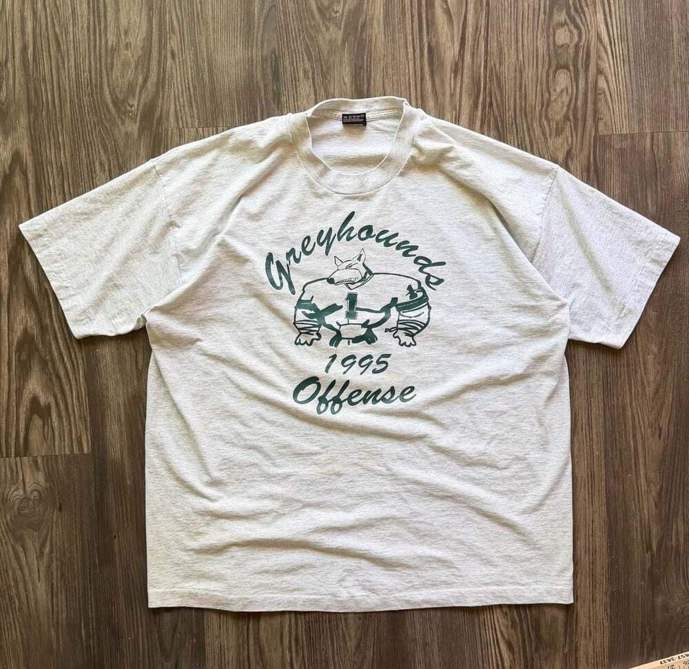Vintage 1995 Greyhounds Offense Football Graphic T-Shirt